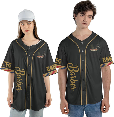 Personalized Barber Shop Baseball Jersey, Hairdresser Jersey, Barber Tools Hat