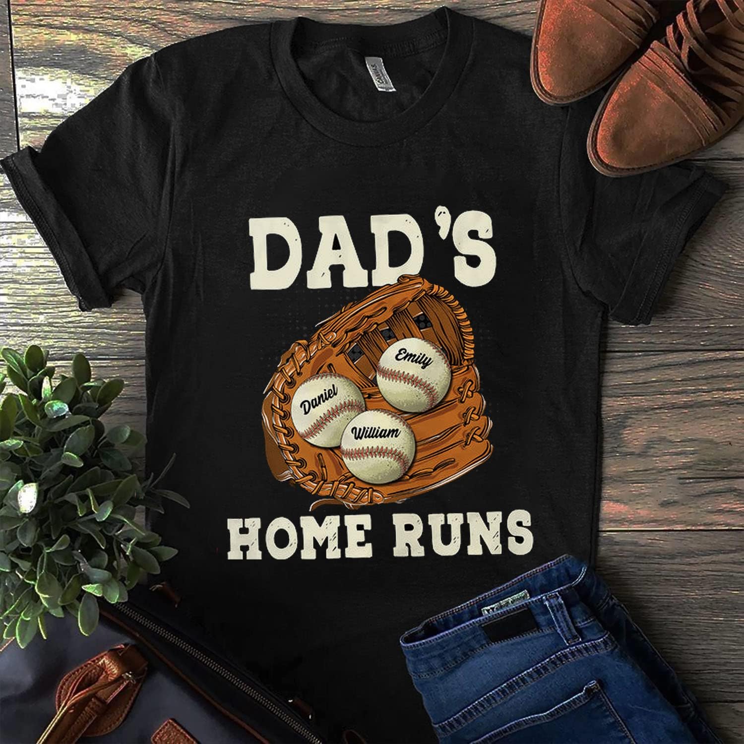 Personalized Baseball Dad Shirt, Custom Dad Baseball T-Shirt, Baseball Dad Gifts, Baseball Lover Gift, Dad's Birthday Present