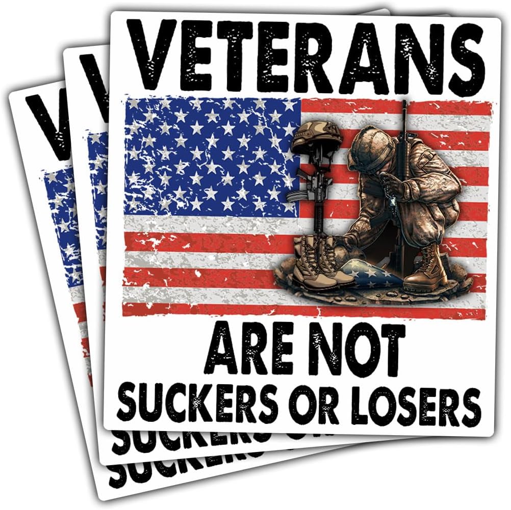(3 Pcs) Veterans are Not Suckers Or Losers Sticker, Funny Political Sticker Adult Humor Anti Trump Bumper Stickers - Stickers for Laptop Water Bottle Phone Car Window Helmet Vinyl Stickers 3 Inches