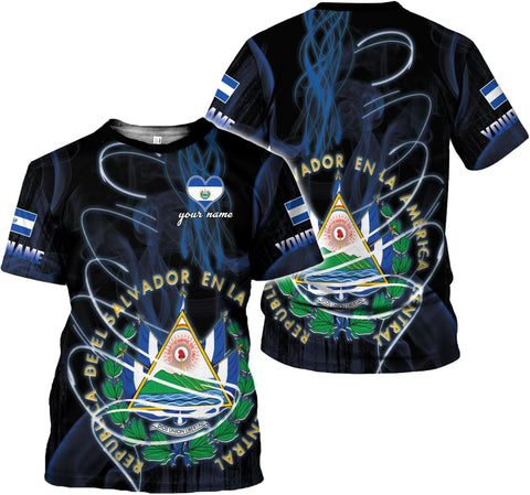 Ligthuy Personalized Name El Salvador Shirt 3D, El Salvador Flag Shirt for Men Women, Unisex T-Shirts S-5XL