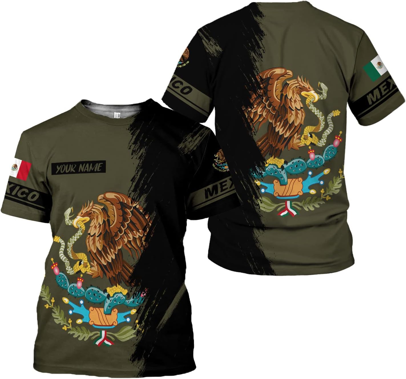 Personalized Mexico Hooodie, Mexican Eagle Hoodie Shirt Sweatshirt, Gift for American Mexican, Mexico Flag Gift Hoodie Men 3D All Over Printed Unisex for Men Women Adult Kid Size S-5XL TS56