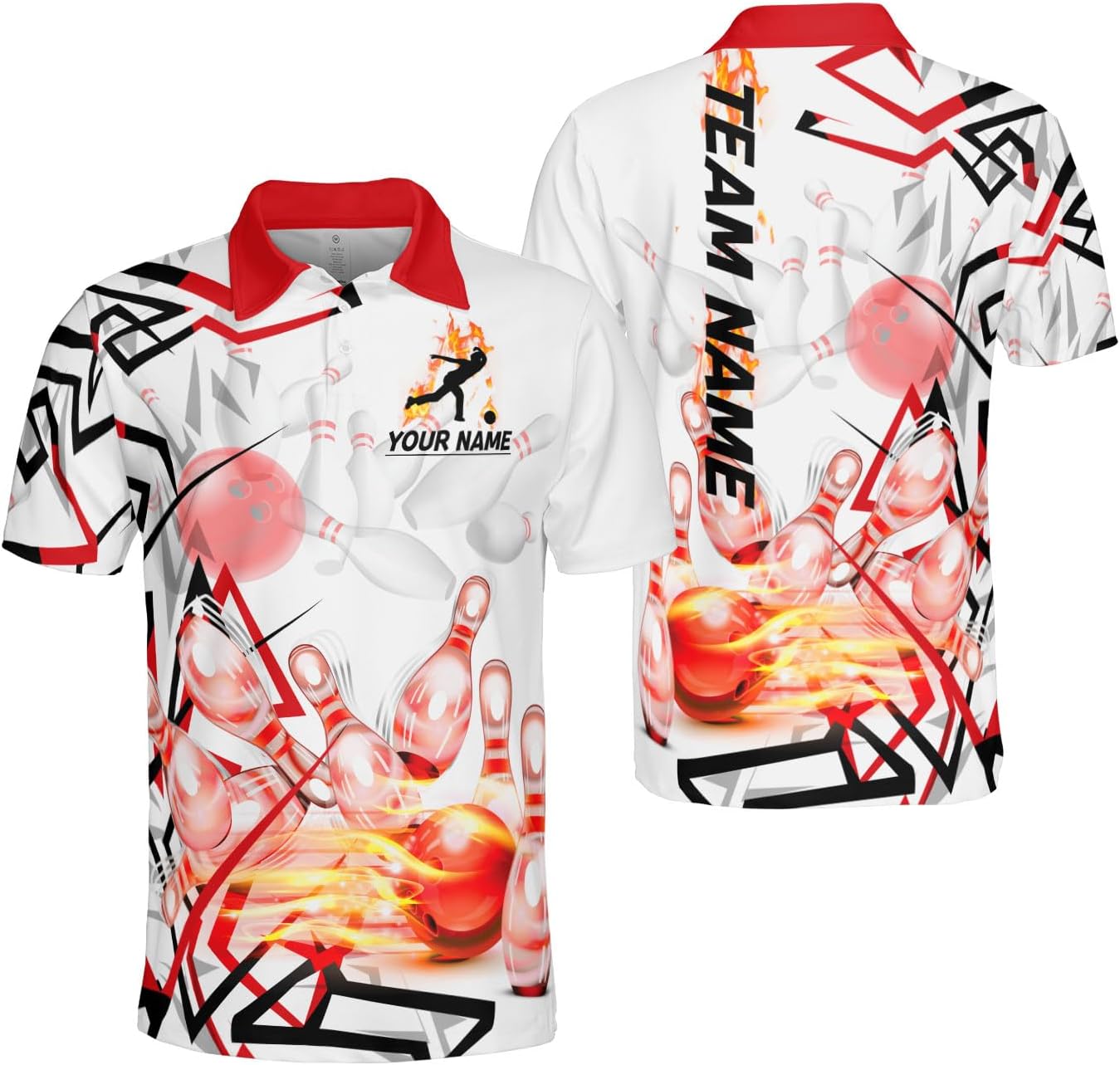Mostprints Personalized Name Bowling Polo Shirts 3D for Men and Women, Bowling shirt, Bowling Shirts for Men Team Bowling Shirt