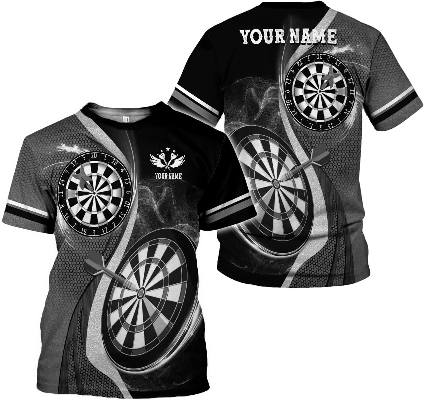 Artparel Personalized Dart Shirts for Men, Dart Polo 3D Shirts Custom Name Shirt, American Flag Shirt Unisex Shirt Size S-5XL