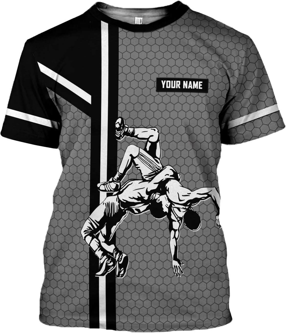 MAPrints Personalized Name Wrestling Shirt 3D All Over Print, Wrestle T-Shirt, Funny Free Hug Wrestling T-Shirt for Men S-5XL