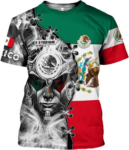 RoyalBro Personalized Mexico Shirt, Camisas de Mexico Customized Mexican Shirts Mexican Flag Mexico 3D Shirt for Men Women