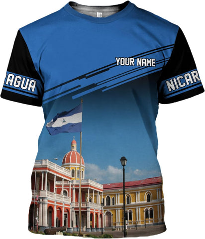 Vybonz Personalized Nicaragua Shirt 3D, Nicaragua Flag Shirts, Nicaraguan Camisas T-Shirt, Nicaragua Shirts for Men Women