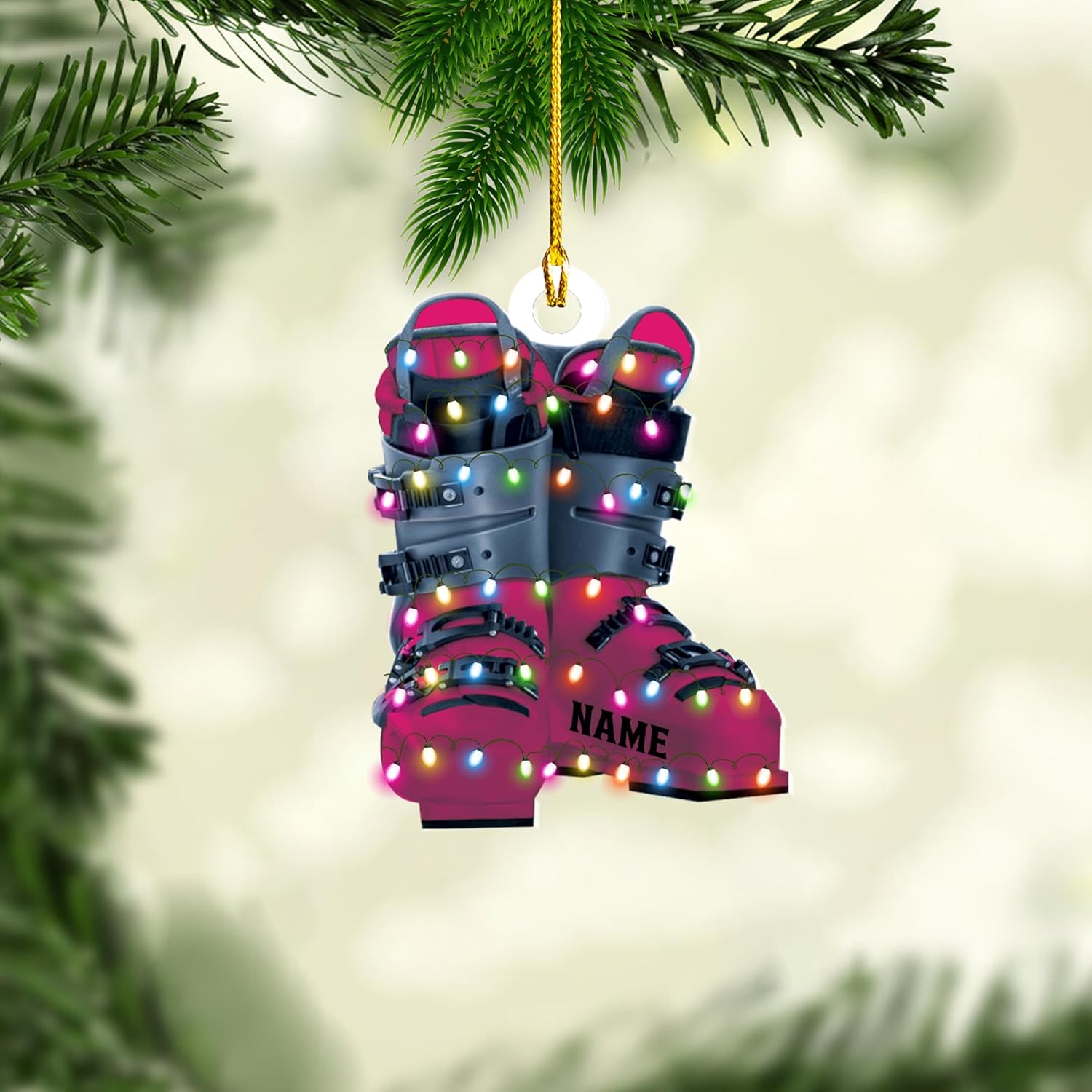 AOVL Custom Ski Ornament Skiing Christmas Ornaments Ski Christmas Tree Ornaments Ski Christmas Ornament Skier Ornaments for Christmas Tree 2024 Skiing Ornament (OSK3)