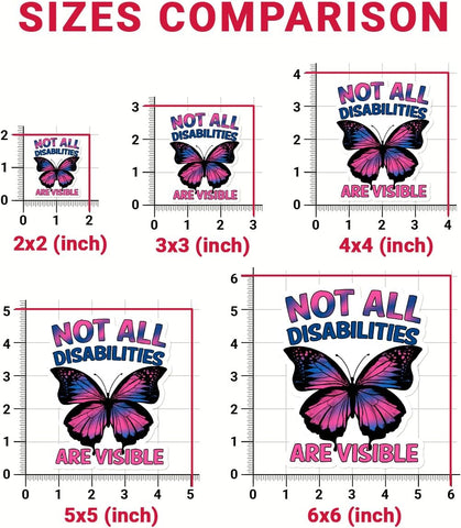 (3Pcs) Not All Disabilities are Visible Butterfly Sticker, Dysautonomia Awareness Vinyl Sticker, Invisible Illness Stickers, Mental Health Decal - Sticker for Laptop Water Bottle Phone Hard Hat 3"