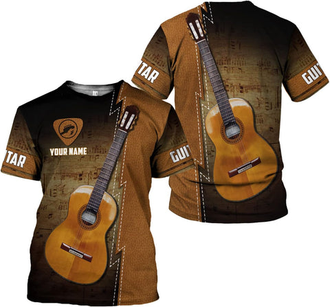 Custom Name Guitar Shirt 3D All Over Print, Guitar Shirts for Men, Unisex Guitar Shirts Music, Music Lover, Guitar Lover
