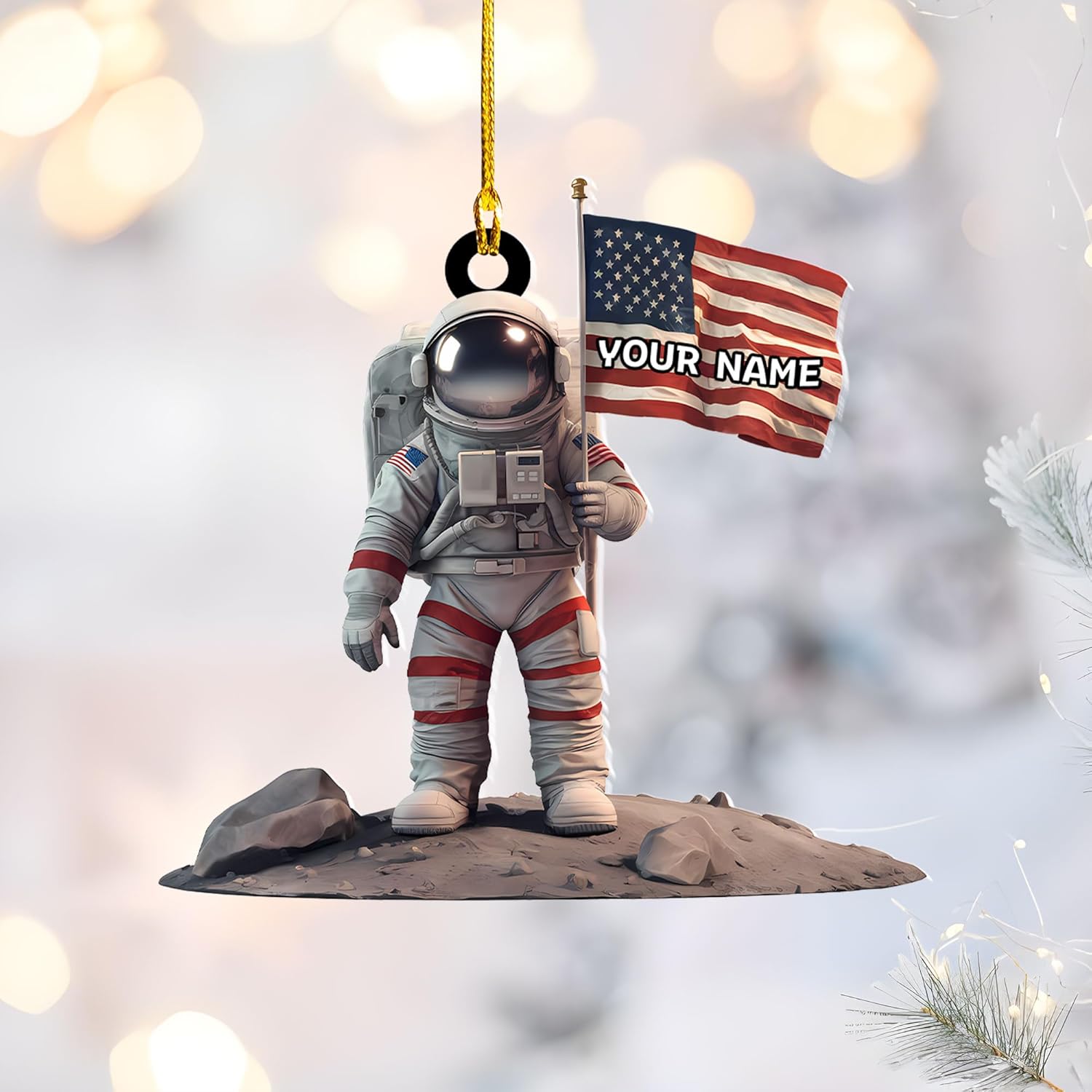 Personalized Astronaut Christmas Ornament Custom Name Rocket Spaceship Ornament for Christmas Tree Xmas Home Decoration Gifts for Boys Children Space (Acrylic, Style 4)