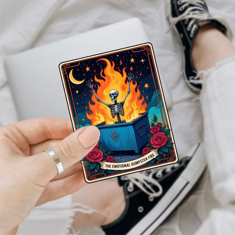 (3Pcs) The Emotional Dumpster Fire Tarot Sticker, This Little Light of Mine Dumpster Fire Sticker, Emotional Support Funny Gifts - Stickers for Laptop Water Bottle Phone Car Window Helmet 3"