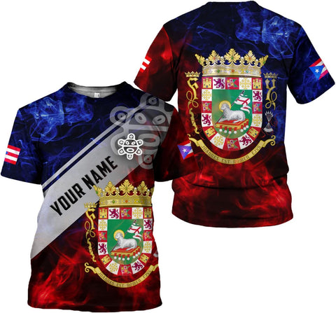 Personalized Name Puerto Rico T-Shirt 3D, Customized Puerto Rico Shirt for Men Women, Puerto Rico Flag T Shirt