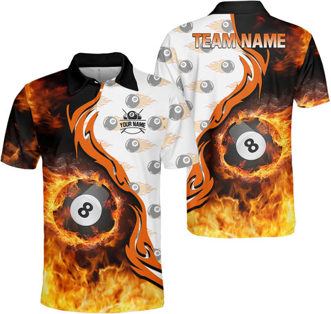 Ligthuy Personalized Billiard Polo 3D, 8 Ball Shirt, Billiards Shirts for Men, Billiard Gifts for Men and Women S-5XL