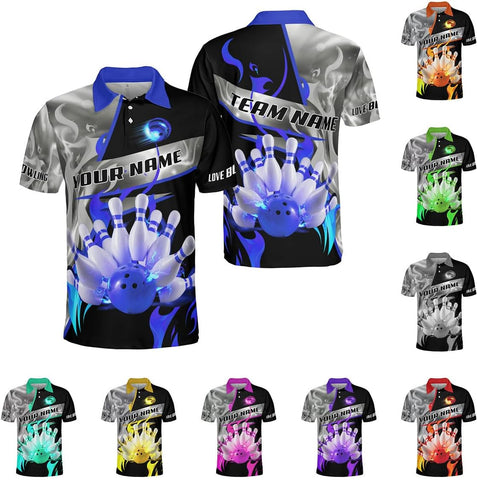 Ligthuy Personalized Name Bowling Polo Shirts 3D for Men and Women, Bowling Shirt, Bowling Shirts for Men Team Bowling Shirt