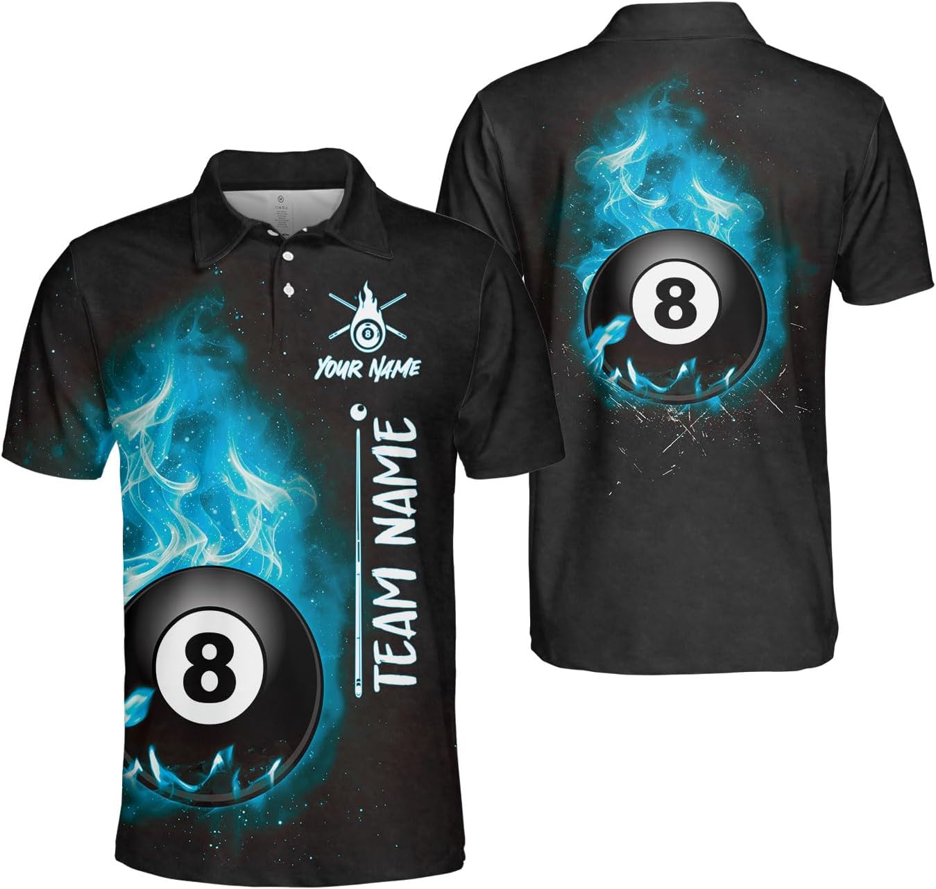 Personalized 8 Ball Polo Shirt, Billiard Shirt Custom Billiard Player 3D Print Shirts for Men Women Teams Pool (Polyester, PL173), Small-5X-Large