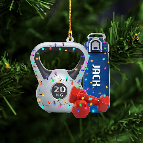 AOVL Personalized Weight Plate Ornament Weight Ornament Fitness Gift for Gym Ornament Merry Liftmas Christmas Hanging Ornaments Weight Plates Ceramic Ornament (DF2)