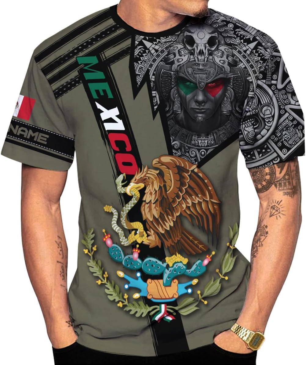 Mostprints Personalized Name Mexican Shirts for Men 3D, Customized Mexico Shirts for Men, Mexico Shirts for Women Mexico Shirt