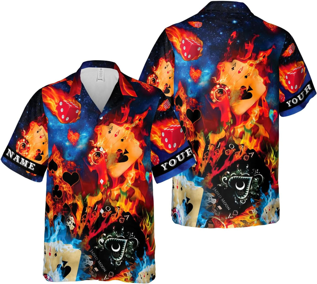Custom Poker Hawai Shirts for Men Poker Hawaiian Shirt Gambling Casino Fire Short Sleeve Button Down Shirt Summer Beach Shirt