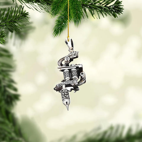 Personalized Tattoo Ornament, Tattoo Artist Christmas Ornaments 2024, Christmas Tattoos for Ornaments Gifts for Tattoo Artists Tattoo Machine Tattoo Shop Tattoo Artist Gifts Tree Decor (Tattoo 9)