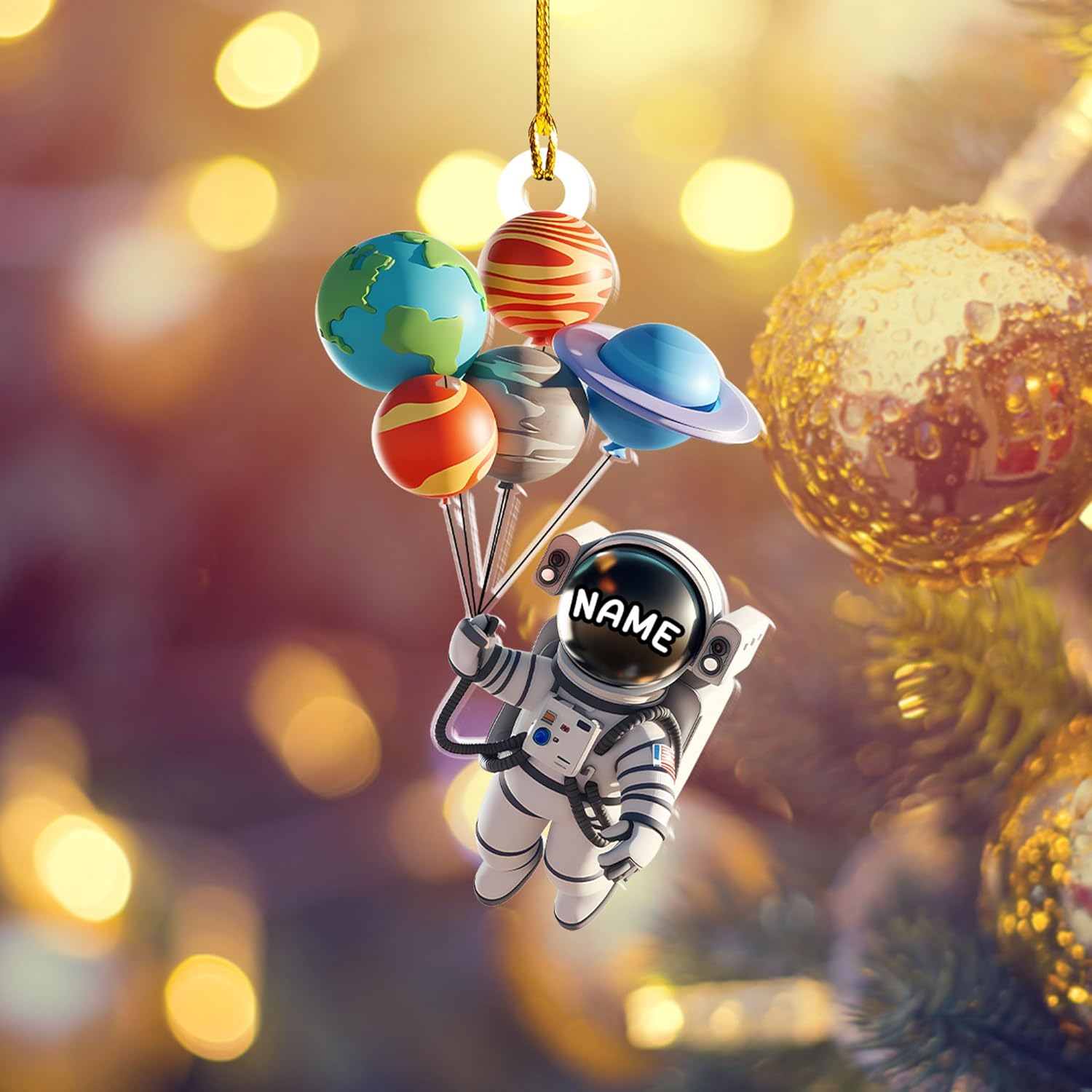 Personalized Astronaut Christmas Ornament Custom Name Rocket Spaceship Ornament for Christmas Tree Xmas Home Decoration Gifts for Boys Children Space (Acrylic, Style 5)