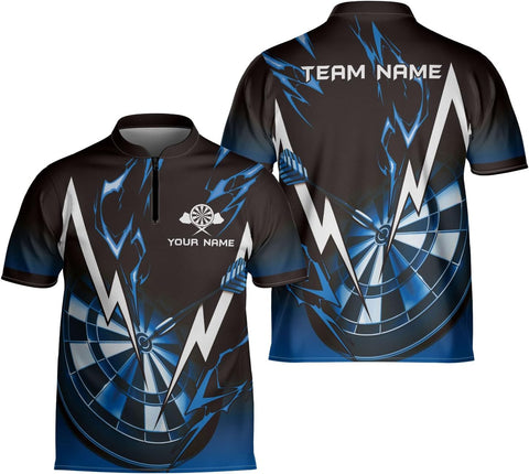 Personalized Bowling Jersey Darts Shirts, Dartboard Jersey Shirt Dart Shirts for Team, Dart League Bowler Zipper Jersey Shirt