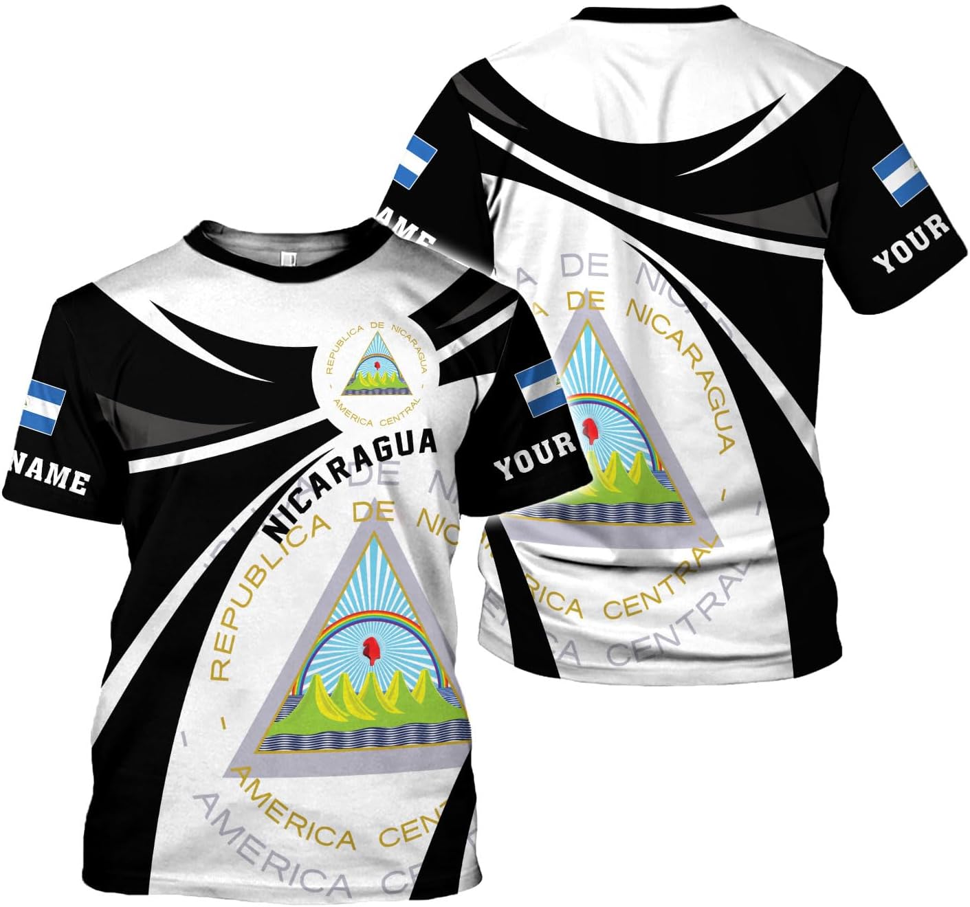 Rivelus Personalized Nicaragua Shirt 3D, Nicaragua Flag Shirts, Nicaraguan Camisas T-Shirt, Unisex Shirts for Men Women
