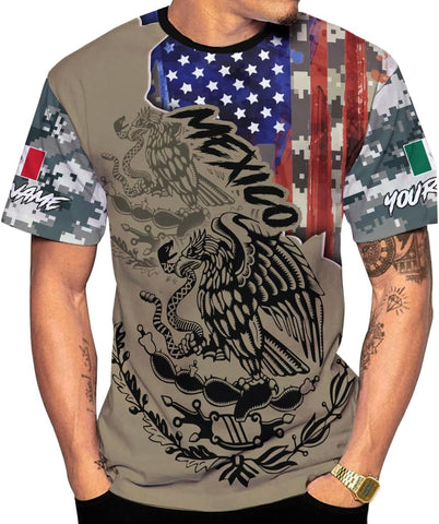 Mostefy Personalized Name Mexican Shirts 3D Customized Mexico Shirt US Flag, Mexican Shirts for Women Unisex