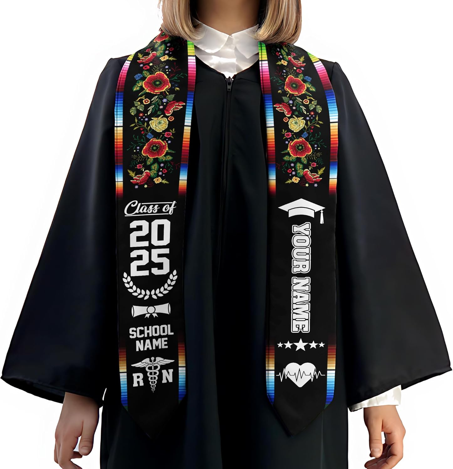 Pretyprints Custom Nurse Sash Graduation, RN Graduation Stole Gifts for Friends Nursing Student Senior Class Of 2025