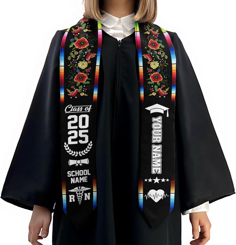 Pretyprints Custom Nurse Sash Graduation, RN Graduation Stole Gifts for Friends Nursing Student Senior Class Of 2025