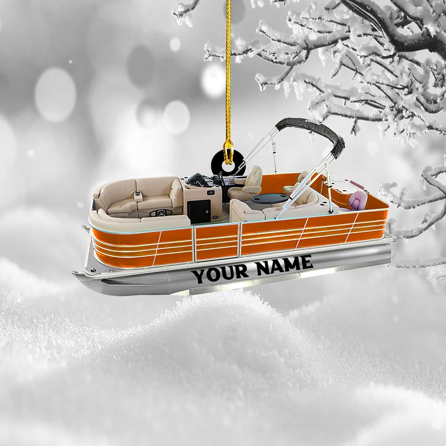 Parvii Personalized Pontoon Boat Ornament, Custom Pontoon Christmas Ornament, Pontoon Boat Christmas Ornament, Pontoon Boat, Christmas Tree Ornament, Custom Pontoon Hanging Ornament (PT 2)