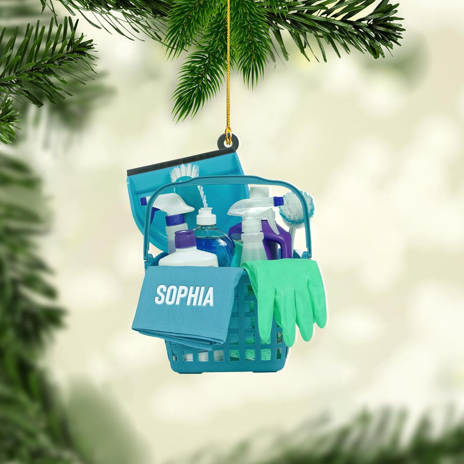 Personalized Housekeeping Ornament, Cleaning Tools Ornaments, Washing Cleaner Ornament Cleaning Lady Christmas Ornament Gifts for Cleaning Service Housekeeping Uniform Gift for Housekeeper (Hk23)