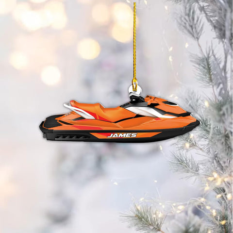 AOVL Custom Jet Ski Ornaments 2024 Jet Boat Ski Christmas Ornament Skiing Jet Boat Christmas Tree Ornament Gift for Watercraft Lovers Speed Boat Ornaments (JK2)