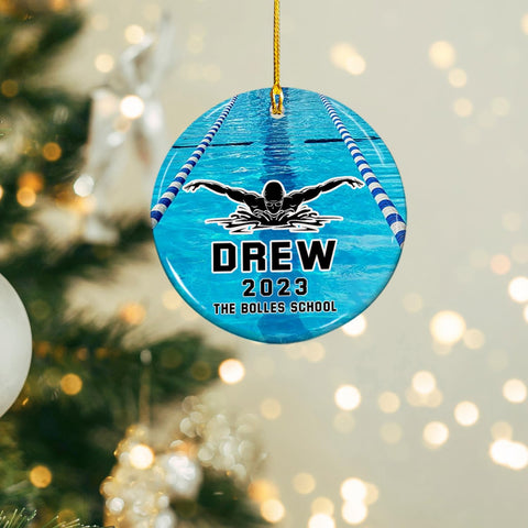 Suseaz Swimming Swimmer Ornament, Personalized Swimming Xmas Ornament Gifts for Men Women Swimmer, Custom Name Swimming Player Ornament, Swimmer Lover Ornament (Style 12)