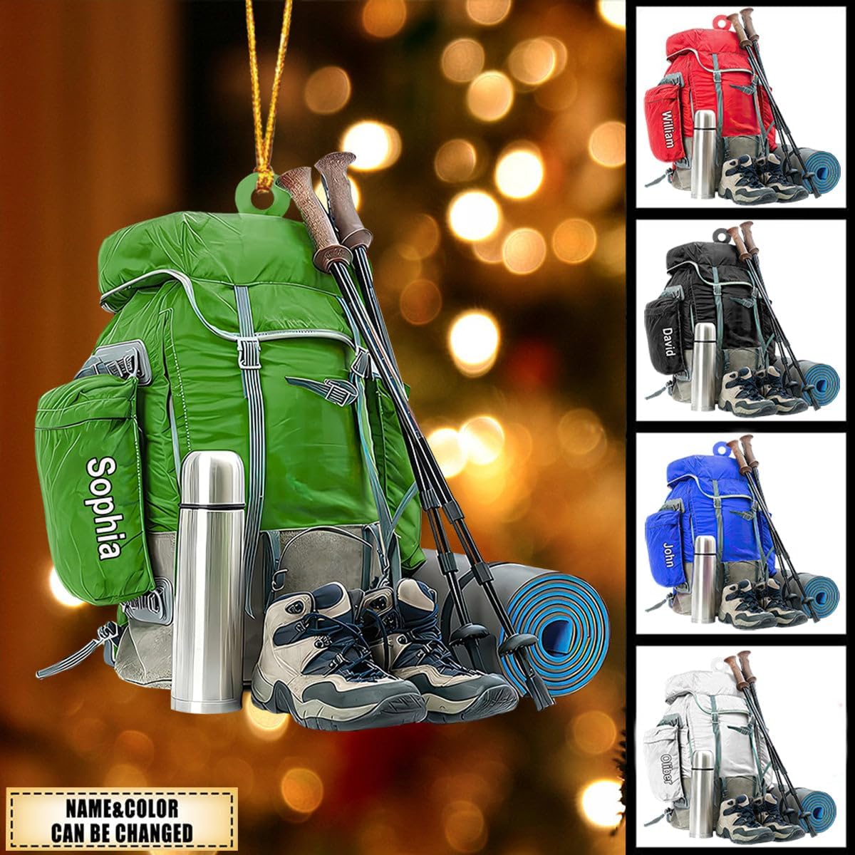 Personalized Hiking Ornaments for Christmas Tree, Hiking Ornament Gift for Hiker Women and Men, Mountain Hiking Ornament Gift for Hiking Lover, Mountain Climber, Through Hiker Ornament (Hiking 1)