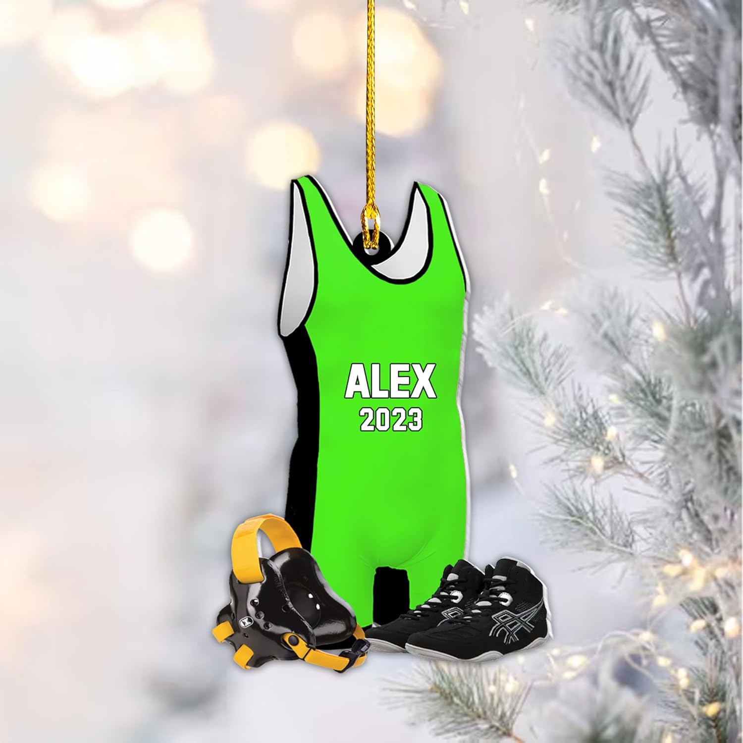 Artparel Personalized Wrestling Ornament Wrestling Helmet Ornaments Wrestling Christmas Ornament Gift for Wrestling Player Wrestling Christmas Tree Ornaments for Boys or Girls (Wrestling 5)