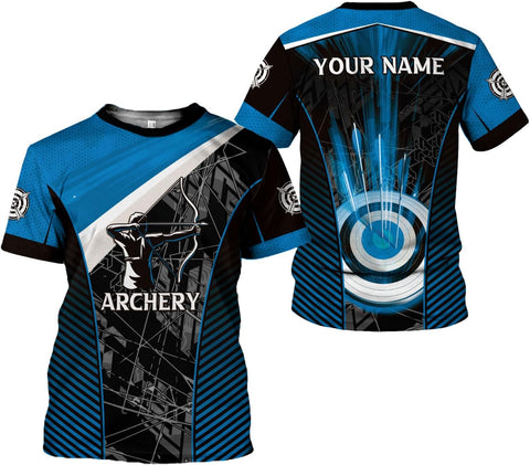 Custom Archery T-Shirt Bow and Arrow Personalized 3D Shirts for Archer Men Women Target Team Archery Apparel Gifts