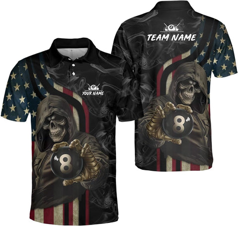 Customized Name Billiards Polo Shirts for Billiard Team, 8 Ball Pool 3D Shirt Gifts for Pool Players Men & Women