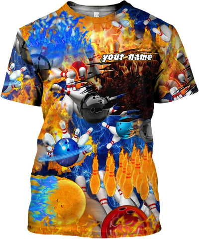 Rivelus Personalized Name Bowling Shirts for Men and Women 3D, Bowling Shirts for Team Bowling, Bowling Shirts Gift