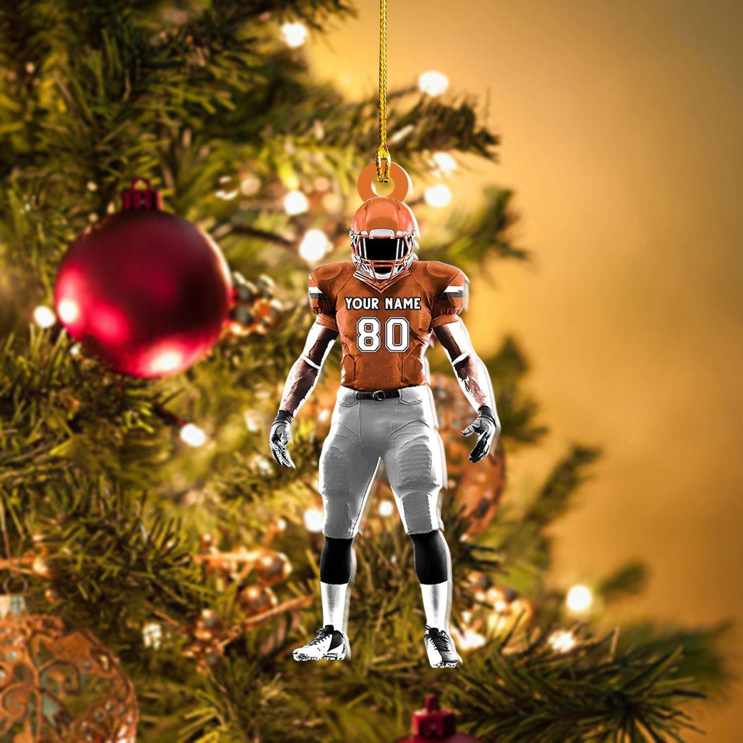 RoyalBro Personalized Football Ornaments 2023, Customized American Football Christmas Ornament, Football Ornament Christmas Tree Hanging Ornament Pine Tree Decorations (F4)