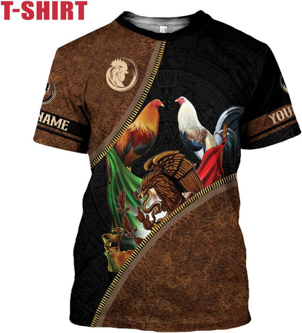 MoonArt Personalized Name Mexican Shirts for Men, Rooster Mexico Shirts for Men, Mexico Shirt Eagle Flag Mexican Eagle