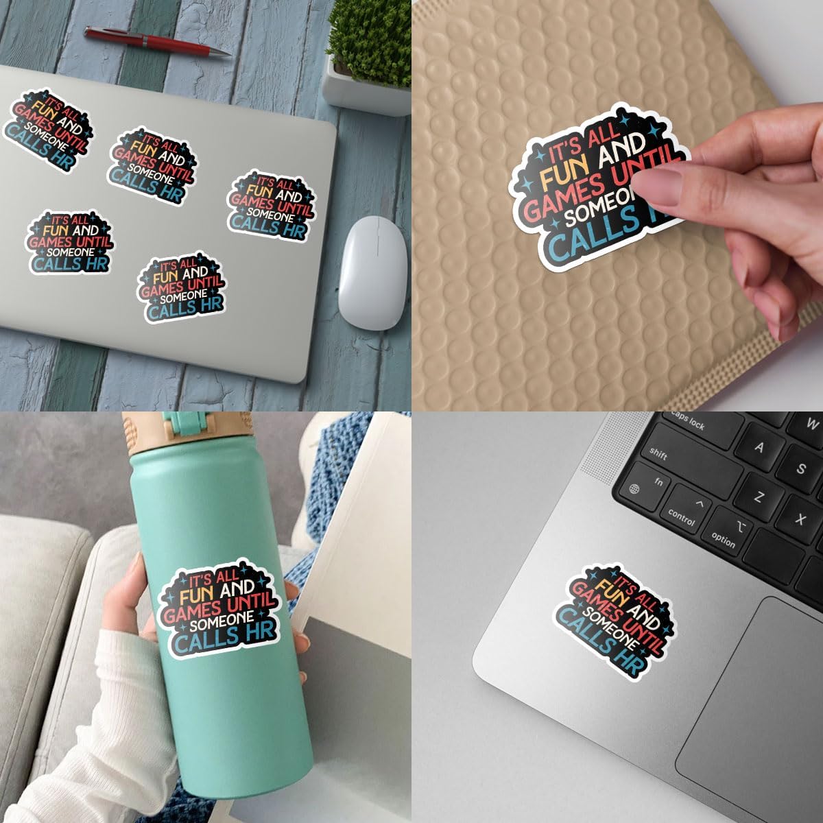 3Pcs It's All Fun and Games Until Someone Call HR Sticker Funny HR Stickers HR Quote Human Resources Gift Someone Call HR Decal for Laptop Water Bottle Toolbox Phone Car Gifts 3"x3"