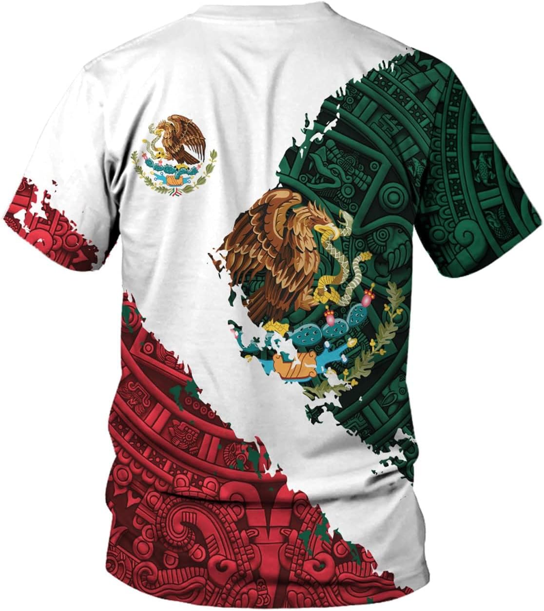Mostprints Personalized Name Mexican Shirts 3D Customized Mexico Shirt US Flag, Mexican Shirts for women Unisex