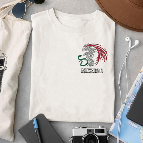 Mostefy Personalized Name Embroidered Mexico Tshirt, Customized Name Shirts Mexican US Flag, Mexico Shirt2