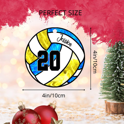 Mostprints Personalized Name Volleyball Ornament for Chrismas 2023, Custom Wood Volleyball Ornaments for Christmas Tree, Volleyball Ornaments for Men, Boy Christmas Pine Tree Hanging