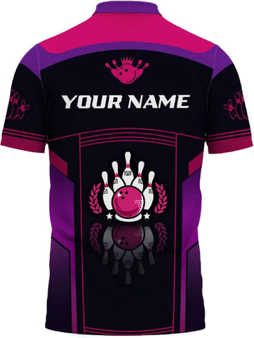 Custom 3D Bowling Polo Shirts for Men and Women Personalized Team Name Gift Unisex Customized Bowling Short Sleeve Polo Shirt