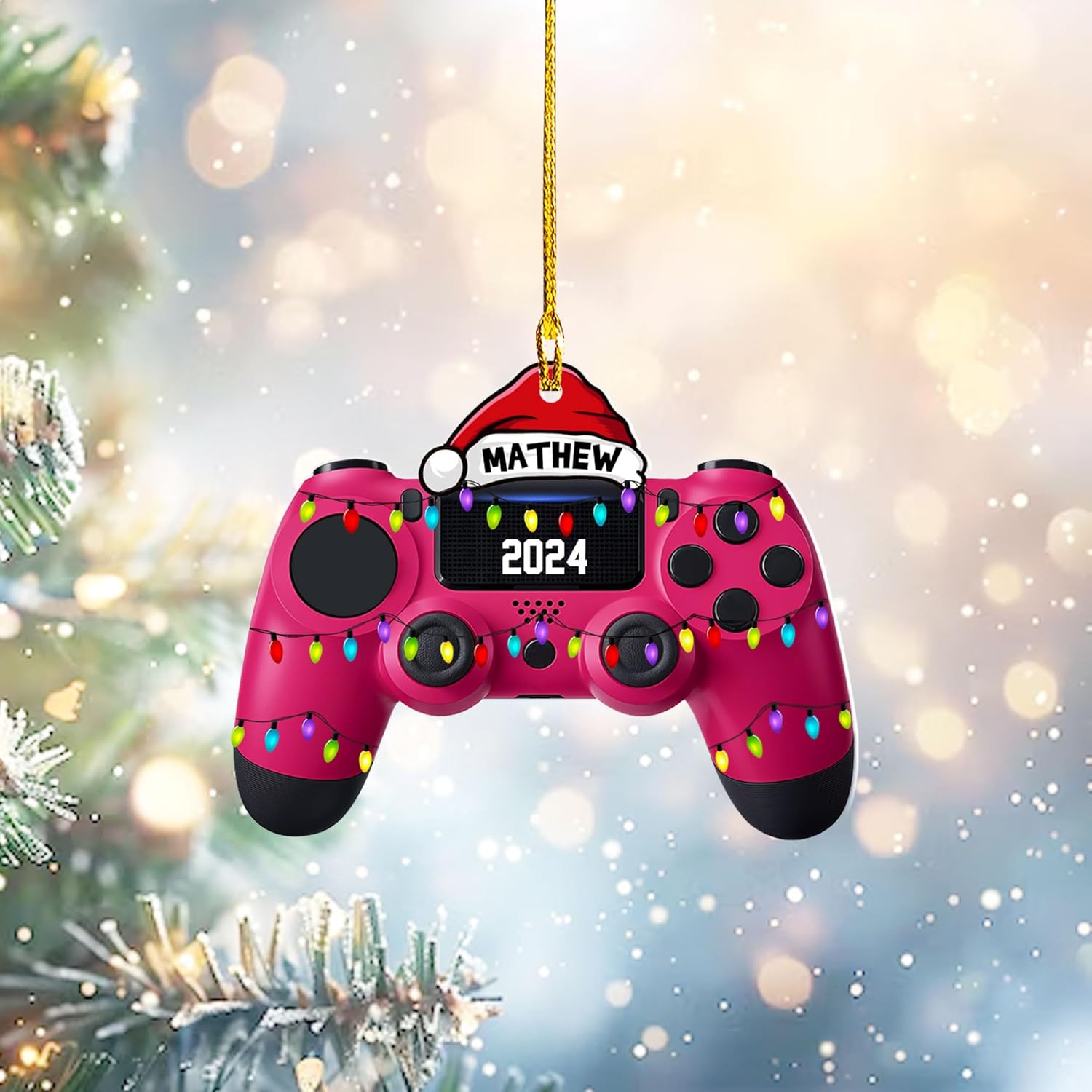 Artparel Personalized Gamer Ornament Custom Name Game Controller Ornament Shape Flat Computer Ornament for Gamer Gaming Ornament Gamer Christmas Ornament (VGC5)