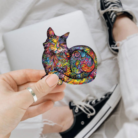 (3Pcs) Cat Funky Colors Glow Vinyl Bumper Decal Sticker, Cats Bumper Stickers, Color Cats Decal - Stickers for Laptop Water Bottle Phone Car Window Helmet 3" (DR Cat 2)