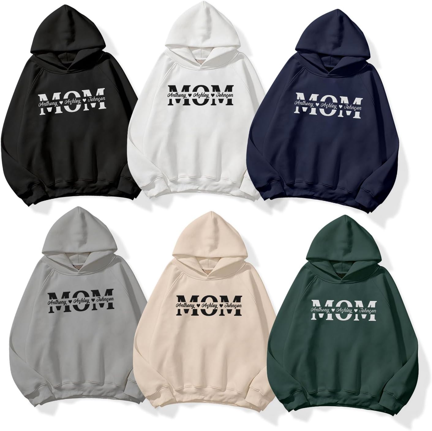 Embroidered Personalized Mom Sweatshirt, Mom Sweatshirt with Kids Names, Mama Est 2023 Sweatshirt for Mom (Cotton, SS147), Small-5X-Large