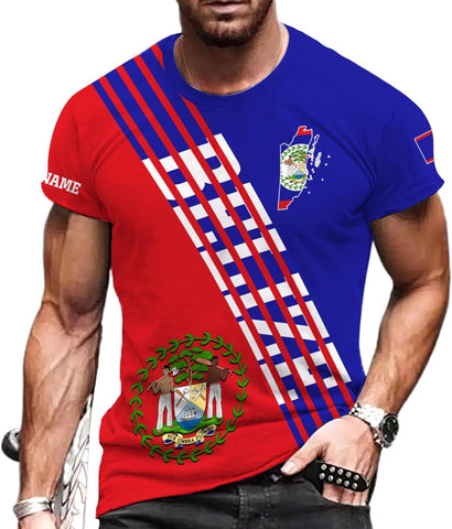 Artparel Personalized Belize Shirt Coat of Arms of Belize Flag Shirts Belizean Country Flag Gift T-Shirt Belizean Shirt S-5XL
