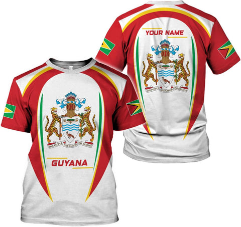 MoonArt Personalized Guyana Shirts - Guyanese Coat of Arms Flag 3D